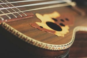A photo of an Ovation Ukulele to signify the ukulele group that meet each month at The Grapes in Bath